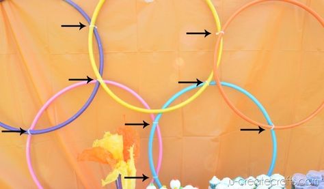 Diy Olympic Rings, Olympics Decorations, Kids Olympics, Olympic Logo, Summer Kindergarten, Olympic Rings, Olympic Theme, Olympic Party, Spray Paint Colors