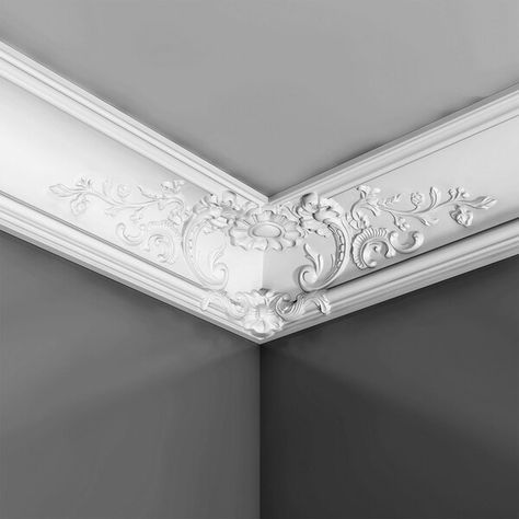 Easy Crown Molding, Foam Crown Molding, Molding Ceiling, Cornice Design, Orac Decor, Ceiling Design Bedroom, Crown Moulding, Panel Moulding, Loft Design