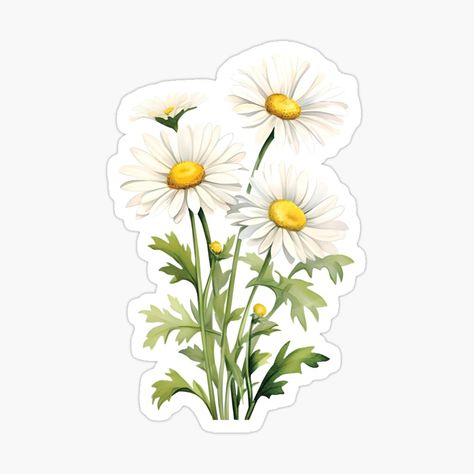 White Daisies Flower Sticker Daisy Flower Sticker, Daisy Sticker, Calendar Planner, White Daisies, Floral Stickers, Animated Images, Scrapbook Stickers, Printable Stickers, Daisy Flower