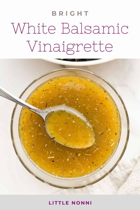 White Balsamic Vinaigrette White Balsamic Vinaigrette Dressing, Balsamic Vinegarette, White Balsamic Vinaigrette, Italian Christmas Recipes, White Balsamic, Easy Pasta Dinner, Easy Salad Dressing, Marinate Meat, Italian Recipes Easy