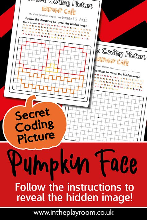 Secret Coding Picture Halloween Activity for Kids. Make a pumpkin face picture using coding skills, screen free, with this free printable activity. This is a great print out for Halloween parties for boys Flower Wall Decoration, Easy Halloween Snacks, Coding Skills, Fun Halloween Games, Wall Art Paper, Free Homeschool Printables, Halloween Games For Kids, Free Printable Activities, Halloween Activity