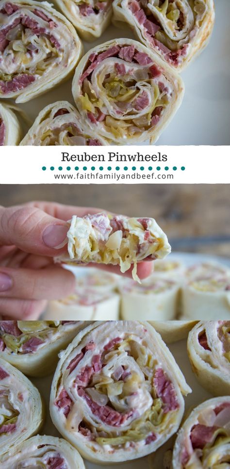 This delicious appetizer is the perfect way to use up leftover corned beef and satisfy your taste buds. Reuben Pinwheels, Beef Appetizers, Icing On The Cake, What's For Breakfast, Corned Beef, Beef Steak, Roasted Cauliflower, Yummy Appetizers, The Ranch