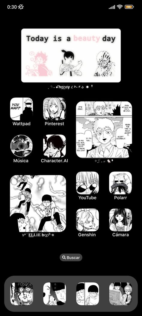 App: iOS launcher #homescreen #layout #manga #dark #anime Manga Dark, App Ios, Homescreen Layout, Home Screen, Dark Anime, Ios, Layout, Screen, Iphone