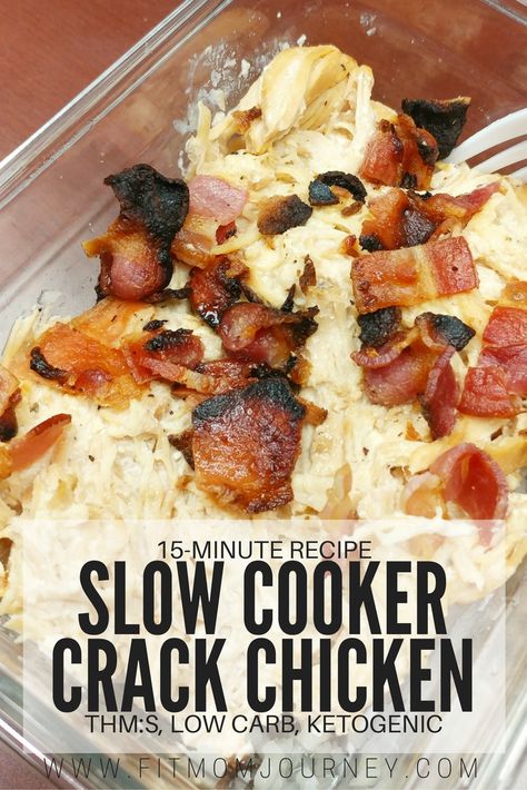 Have a busy night ahead of you? Make Slow Cooker Crack Chicken (THM:S, Low Carb, Ketogenic) in less than 5 minutes in the morning + 10 minutes at night! #keto #ketogenic #trimhealthymama #ketogeniclifestyle #ketocommunity #lowcarb #slowcooker Thm Crockpot, Desayuno Keto, Keto Lasagna, Resep Diet, Keto Pancakes, Keto Brownies, Keto Recipes Dinner, Keto Diet Meal Plan, Diet Keto