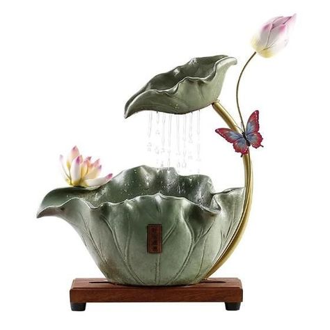 Lotus Harmony Ceramic Water Fountain with LED Light - Indoor Feng Shui Decor $1355.49 and FAST US Shipping Tag a friend who would love this! #buynow #newarrivals Ceramic Water Fountain, Wicker Floor Lamp, Rattan Floor Lamp, Feng Shui Energy, Cat Patio, Cantilever Patio Umbrella, Feng Shui Decor, Artistic Home, Oval Wall Mirror