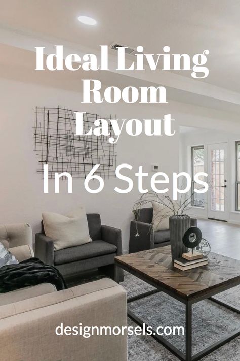 ideal living room layout in six steps Sofa Setup Living Room, Furniture Arrangement Ideas, How To Set Up A Living Room, Living Room Placement Arrange Furniture, Medium Size Living Room Ideas, Furniture Layout Small Living Room, Bonus Room Furniture Layout, Front Room Sitting Room Ideas, Big Family Room Ideas Layout