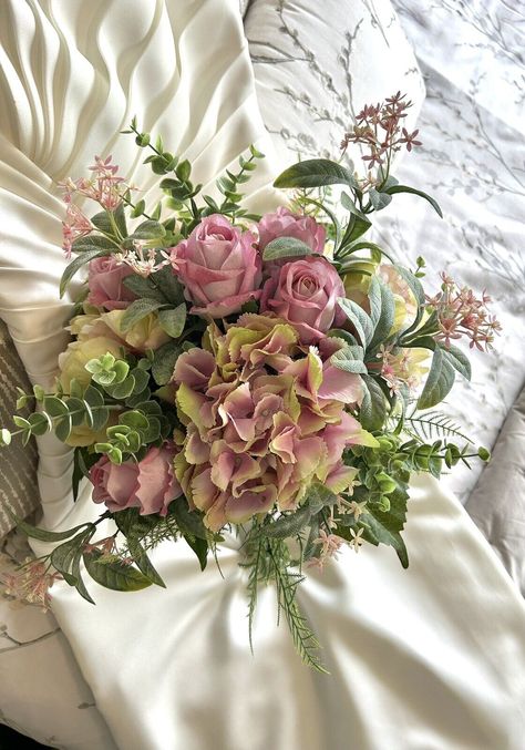 Luxury faux Floral Wedding Bouquet Peonies Roses Hydrangeas | eBay Hydrangea And Peony Bouquet, Franciscan Gardens, Peony Bouquet Wedding, Peonies And Hydrangeas, Peony Rose, Peonies Bouquet, Organza Ribbon, Bridesmaid Bouquet, Hydrangea