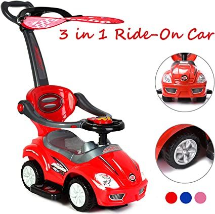 Amazon.com: ChromeWheels 3 in 1 Ride on Toys Pushing Car with Removable Sun Visor,Mega Car for Toddler Wagon Handle Stroller,Color Red: Toys & Games Wagon Stroller, Bobby Car, Kids Wagon, Kids Strollers, Toy Wagon, Toddler Car, Push Toys, Stroller Toys, Child Rearing