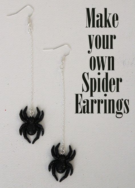 DIY Spider Earrings Halloween Earrings Diy, Holiday Earrings Diy, Diy Spider, Diy Necklace Making, Gothic Angel, Craft Halloween, Spider Jewelry, Jewelry Making Business, Diy Leather Earrings