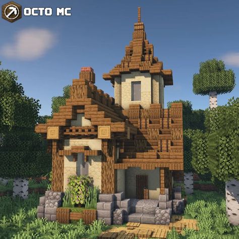 Minecraft Fletcher, Minecraft Village Library, Minecraft Cleric House, Minecraft Library Exterior, Minecraft Bamboo House, Tiny Minecraft Houses, Small Minecraft Houses, Little Minecraft Houses, Starter House Minecraft