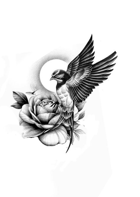 Black Swallow Tattoo, Realistic Bird Tattoo, Back Of Neck Tattoo Men, Mens Body Tattoos, Wave Tattoo Design, Vogel Tattoo, Black Bird Tattoo, Simple Tattoos For Guys, Sparrow Tattoo