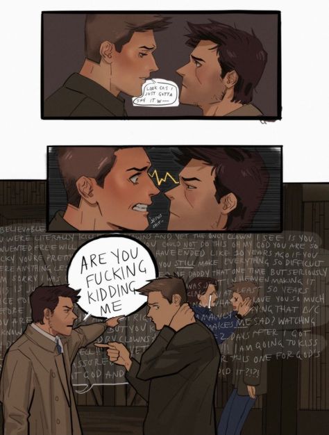 Supernatural Ships Destiel, Supernatural Fanart Destiel, Castiel Fanart, Spn Fanart, Supernatural Ships, Destiel Fanart, Supernatural Comic, Castiel Supernatural, Supernatural Fan Art