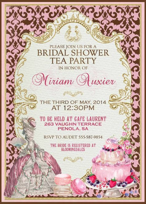 Marie Antoinette Invitation High Tea Party by WestminsterPaperCo: Tea Party Invitation Ideas, Marie Antoinette Party Invitations, Marie Antoinette Tea Party, Rococo Birthday Party, Marie Antoinette Aesthetic Party, Marie Antoinette Birthday Party, Tea Party Aesthetic Vintage, Marie Antoinette Party Theme, Party Invitations Aesthetic