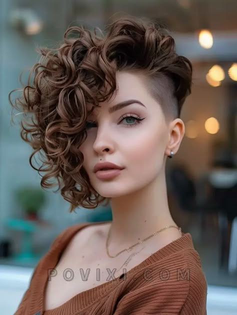 Side Haircuts Women, Undercut Hairstyles Curly Hair, Short Curly Hair 2024, Dark Roots Blonde Hair Balayage Platinum, Undercut Curly Hair Long, Witchy Hairstyles Short, Hairstyles For Round Faces Plus Size, Hair Styling Hacks, Hair Styles Tutorials