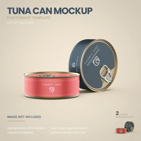 Standing tuna cans mockup | Premium Psd #Freepik #psd #mockup #food #fish #packaging Tuna Fish Packaging Design, Sardines Packaging, Preserves Packaging, Fish Packaging, Bottle Design Water, Tuna Cans, Tuna Can, Pet Branding, Chocolate Packaging Design