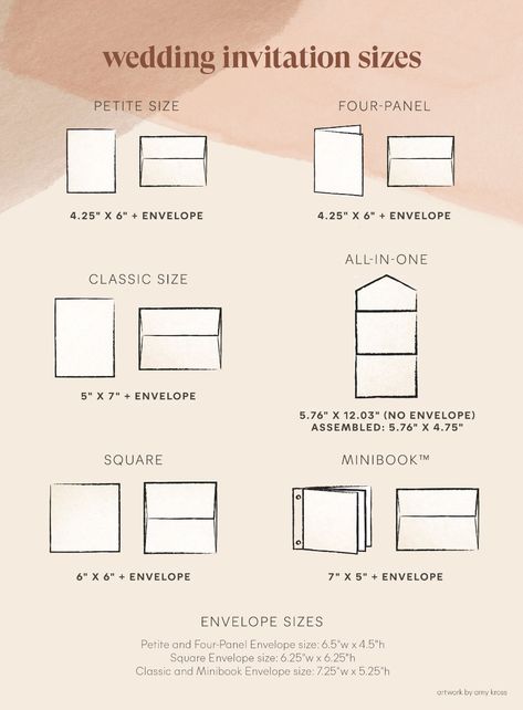 Complete Guide to Wedding Invitation Sizes | Minted Standard Wedding Invitation Size, Non Traditional Wedding Ring, Wedding Invitation Size, Weddings By Color, Printing Wedding Invitations, Wedding Invitation Envelopes, Postcard Template, Reception Card, Fun Wedding Invitations