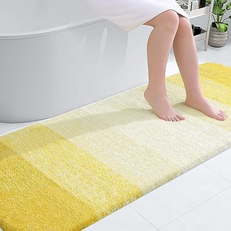 Amazon.com: OLANLY Luxury Bathroom Rug Mat 70x24, Extra Soft and Absorbent Microfiber Bath Rugs, Non-Slip Plush Shaggy Bath Carpet Runner, Machine Wash Dry, Bath Mats for Bathroom Floor, Tub and Shower, Yellow : Home & Kitchen Luxury Bathroom Rug, Floor Tub, Luxury Toilet, Toilet Rug, Tub And Shower, Bath Rugs Sets, Start Saving, Special Deals, Bath Linens