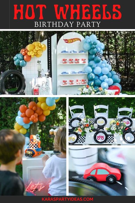 Hot Wheels Favors, Hot Wheels Cake, Hotwheels Birthday Party, Transportation Party, Four Wheeling, Hot Wheels Birthday, Fun Party Themes, Race Car Party, Party Printables Free