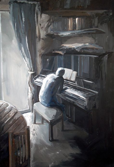 Pianist, oil on board The Pianist Wallpaper, Pianist Painting, Pianist Aesthetic, His Vibe, Dibujos Ideas, Aesthetic Illustration, Piano Art, Playing The Piano, Piano Man