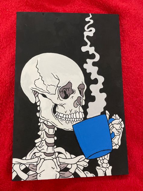 Skull Painting Aesthetic, Eye Painting Beginner, Skull Canvas Art, Cute Skull Painting, Painting Ideas On Canvas Skeleton, Cool Painting Ideas Aesthetic, Edgy Painting Ideas On Canvas, Grunge Aesthetic Painting, Skull Painting Acrylic Easy