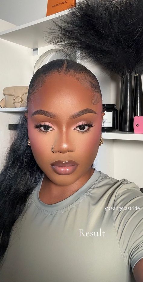 Work Glam Makeup, Pink Soft Glam Makeup Black Women, Pink Soft Makeup, Pink Soft Glam Makeup, Pink Makeup Looks Black Women, Makeup Looks Brown, Insta Baddie Makeup, Dark Skin Makeup Tutorial, Birthday Makeup Looks