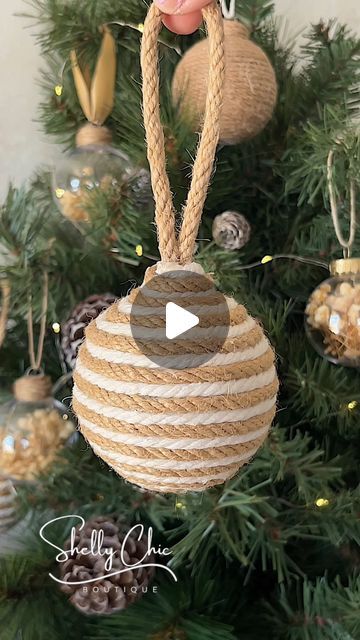 Michelle McRae on Instagram: "Easy jute rope ornaments✨

After a “miscommunication” with my husband and daughter last year, we ended up with a purple Christmas tree. Every. Single. Ornament. So, this year, I’m making ornaments I love and that match the neutral decor aesthetic in my home. 

These jute rope ornaments are absolutely adorable and so easy to make. 

📌 Comment JUTE ROPE ORNAMENTS for steps and supplies (links earn commission). ⤵️

🚨 Share with a friend who loves DIY holiday decor as much as we do." Diy Jute Christmas Ornaments, Jute Ornaments Diy, Rope Ornaments, Jute Rope Crafts, Making Ornaments, Christmas Arts, Purple Christmas Tree, Christmas Arts And Crafts, Xmas Deco