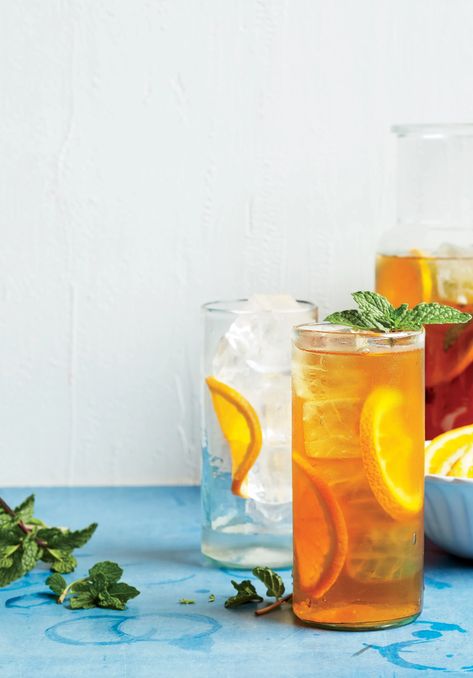 Orange Iced Tea Recipe | Bon Appetit Nonalcoholic Cocktails, Fun Beverages, Gin Lemon, Drink Recipes Nonalcoholic, Orange Tea, Iced Tea Recipes, Liquor Drinks, Healthy Teas, Vodka Drinks