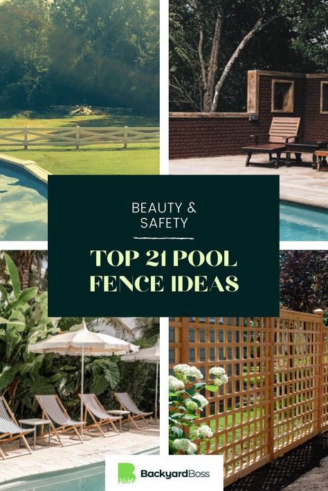 Want to surround your pool in style? Here are 21 ideas for unique and interesting fences to ensure everyone stays safe. Fence Around Pool Ideas, Pool Privacy Fence Ideas, Fencing Pool Ideas, Pool Fence Ideas Inground, Fencing Ideas Around Inground Pool, Privacy Fence Around Pool, Swimming Pool Fence Ideas, Pool Fencing Ideas, Pool Wall Ideas