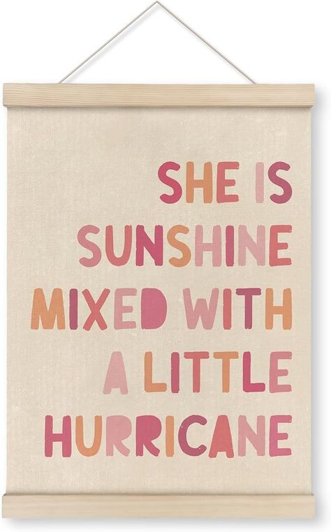 Amazon.com: HRQKO Boho Pink She is Sunshine Poster Hanger Frame, Girls Wall Decor, Sunshine Nursery Posters Wall Art with Wooden Frames, Inspirational Hanging Banner Decor for Girls Room Bedroom, 12x16 Inch: Posters & Prints Pink And Orange Nursery Boho, Boho Sunshine Nursery, Pink And Orange Nursery, Toddler Girl Wall Decor, Nursery Themes Sunshine, Sunshine Nursery Theme, Daisy Toddler Room, Baby Girl Nursery Yellow And Pink, Sunshine Toddler Room