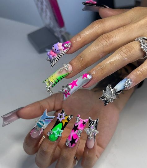 Freestyle Nails, Junk Nails, Wow Nails, Punk Nails, Hard Nails, Duck Nails, Galaxy Nails, Cute Acrylic Nail Designs, Nail Candy