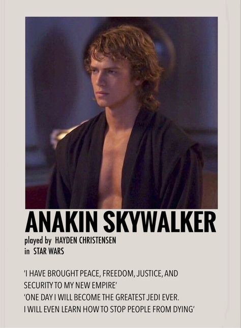 Star Wars Characters Poster, Movie Character Posters, Star Wars Wall, Character Posters, Character Poster, Star Wars Anakin, Polaroid Posters, Movie Poster Wall, Hayden Christensen