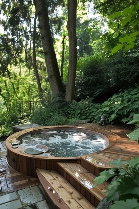 Cool Hot Tub Ideas, New Zealand Backyard, Backyard Hot Tub And Sauna Landscaping, Garden With Hot Tub Ideas, Small Hot Tub Ideas Backyard, Outdoor Jacuzzi Ideas, Jacuzzi Outdoor Ideas, Backyard Hot Tub Ideas, Hot Tub Ideas Backyard