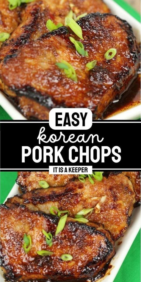 These Korean pork chops are quick, easy, and ready in 30 minutes for a dinner idea that is perfect for your family! The flavorful marinade is the star of the dish and adds an incredible spicy flavor. It's a family-friendly meal that also makes great leftovers! Chinese Pork Chops, Korean Pork Chops, Asian Pork Chops, Dinner Sandwich, Boneless Pork Chop Recipes, Korean Pork, Marinated Pork Chops, Pork Chop Dinner, Delicious Slow Cooker Recipes