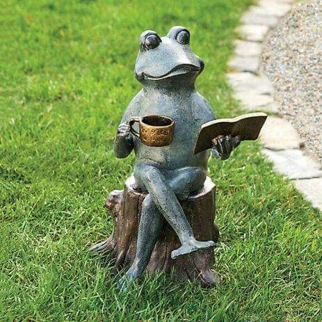 Reading Garden, Frog Stuff, River Retreat, Frog Statues, Frog Pictures, Frog Decor, Garden Whimsy, Garden Pottery, Funny Frogs