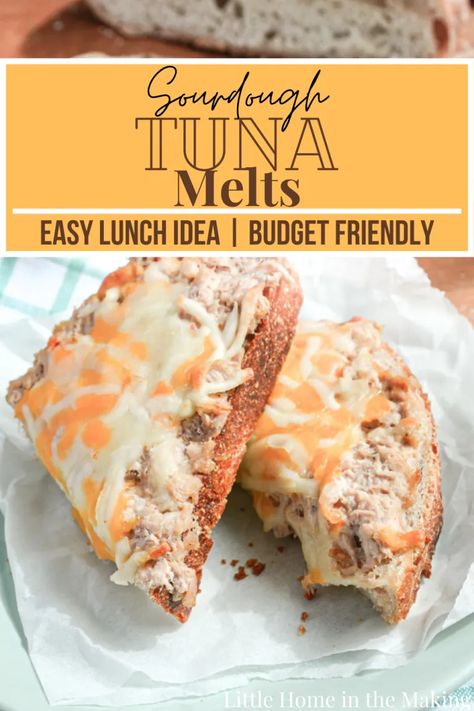 Sourdough Tuna Melts - Quick, Easy and Budget Friendly Recipe Tuna Melt On Sourdough, Sourdough Tuna Melt, Tuna Fish Sandwich, Cheesy Rice, Crushed Potatoes, Tuna Melt, Tuna Casserole, Fish Sandwich, Tuna Melts