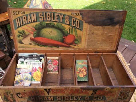 HIRAM SIBLEY & CO. SEED BOX Seed Packet Display, Seed Box Storage, Seed Display, Vintage Seed Packet, Garden Antiques, Seed Storage, Vintage Seed Packets, Garden Catalogs, Seed Box