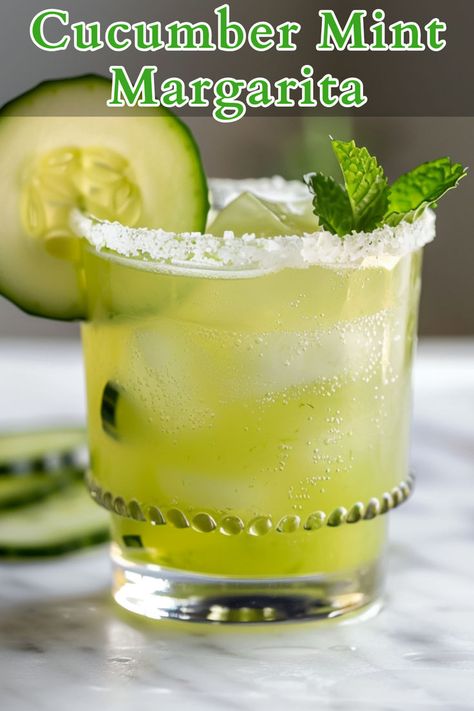 The Cucumber Mint Margarita is a refreshing twist on the classic margarita, combining the cool crispness of cucumber and the invigorating freshness of mint with the traditional flavors of tequila, triple sec, lime juice, and a touch of simple syrup. Flavored Tequila, Cucumber Cocktail, Mint Margarita, Simple Syrup Cocktails, Mint Cocktails, Cocktail Syrups, Tequila Drinks, Classic Margarita, Margarita Cocktail