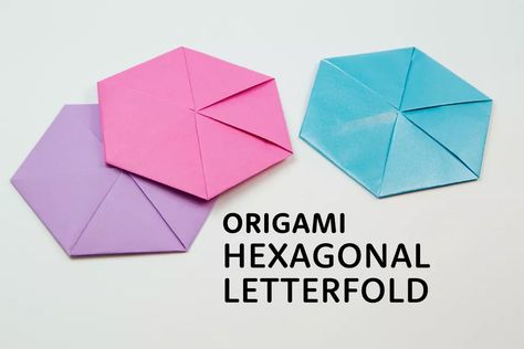 Make an Origami Hexagonal Letterfold Using A4 Paper How To Fold A Note, A4 Origami Tutorials, Origami A4 Paper, A4 Origami, Practical Origami, Hart Origami, Folding Notes, Note Folding, Origami Envelope Easy