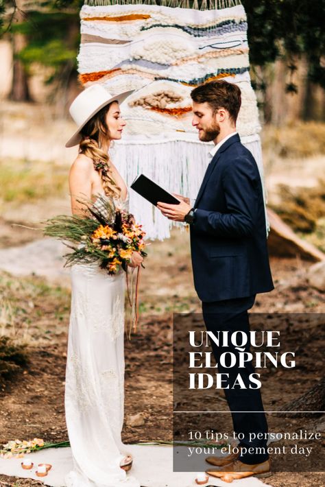 10 fun elopement ideas to do on your adventure elopement day. Unique ways to personalize your elopement. Elopement Ideas Decoration, Creative Elopement Ideas, Elope In Yellowstone, Inexpensive Elopement Ideas, Diy Elopement Decor, Cool Elopement Ideas, Non Traditional Elopement, Fun Elopement Ideas, Elopement Day Ideas