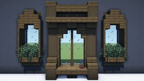 Mincraft Idea Window, Minecraft Windows Design Cottage, Circular Window Minecraft, Minecraft Small Windows Design, Entry Way Minecraft, Minecraft Window Design Ideas, Minecraft Castle Window Ideas, Mc Door Ideas, Mc Window Ideas