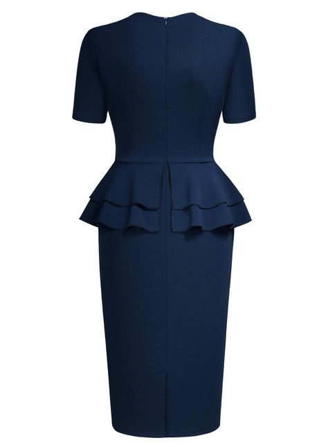 Women 1940s, Women Cocktail Dresses, Navy Blue Formal Dress, Blue Formal Dress, Dress Peplum, Interview Outfits, Bodycon Cocktail Dress, Blue Dress Formal, Womens Cocktail Dresses