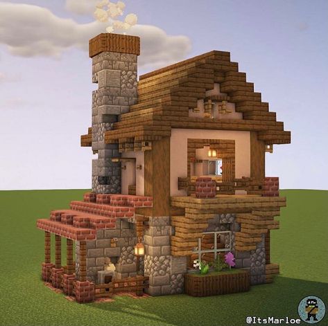 4,819 Likes, 16 Comments - The Bench Hub | Minecraft (@thebenchhub) on Instagram: “Awesome small house! - Follow @thebenchhub for more! - 📸 by @itsmarloe” Minecraft Cottage House, Minecraft Small House, Cottage Minecraft, Case Minecraft, Cottagecore Minecraft, Mc Ideas, Casa Hobbit, Rumah Minecraft Sederhana, Minecraft Things