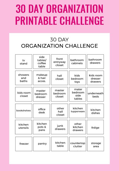 30 Day Organization Challenge for the home. Get your house organized and decluttered the easy way. #home #organizing #organized #declutter #clutterfree 30 Day Organization Challenge, Organization Challenge, Kitchen Bookshelf, Kitchen Countertop Storage, Clutter Help, Trendy House, Bathroom Stand, Entryway Closet, Tv In Bathroom