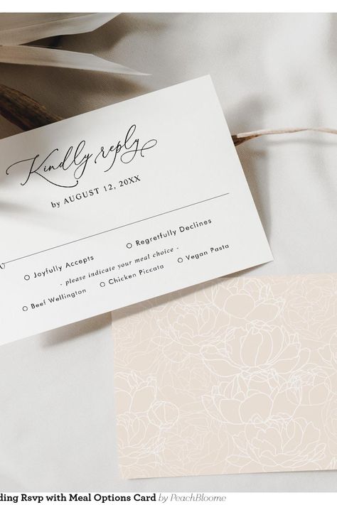 Elegant Script Wedding Rsvp with Meal Options Card Meal Options, Script Text, Rsvp Wedding Cards, Vintage Theme, Wedding Rsvp, Response Cards, Enclosure Cards, Rsvp Card, Rustic Wedding