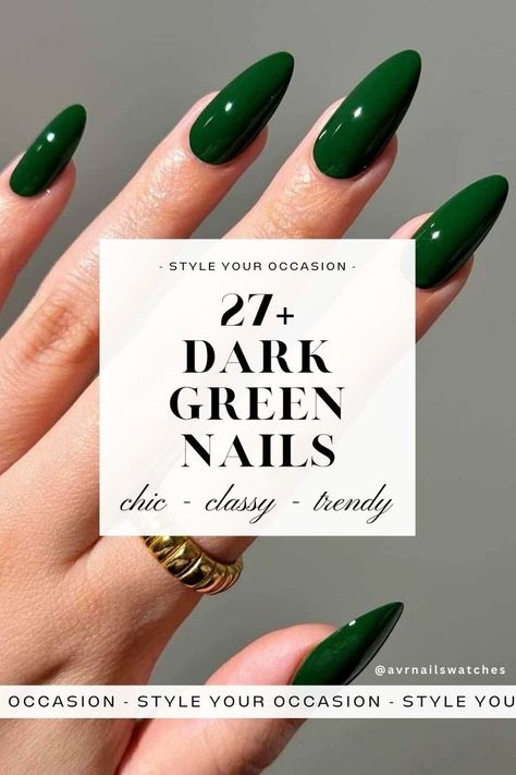 The biggest trend for fall and winter nails this year? Dark green nail designs! We’re bringing you over 27 beautiful dark green nail ideas, from emerald to forest green nails. Whether you're after short, acrylic, or almond nails, we have the perfect green nail inspiration for your 2024 fall and 2025 winter nails. Gel Nails Forest Green, Abstract Nails With Rhinestones, Evergreen Almond Nails, Gel Nails Emerald Green, Nail Inspired Green, Emerald Green Nails By Skin Tone Range, Green Nails Gel Design, Matte Green With Gold Nails, Green Pearlescent Nails