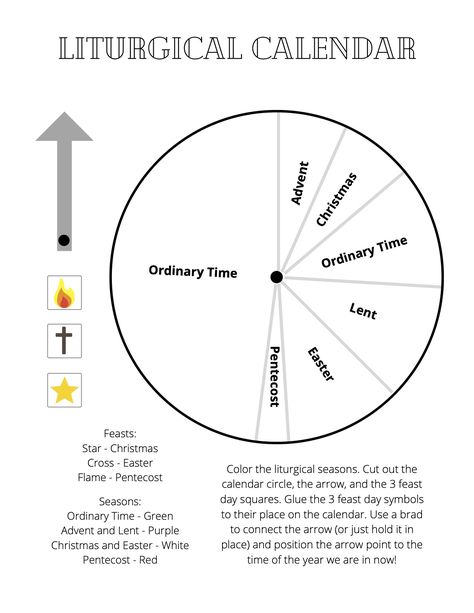 Catechesis of the Good Shepherd CGS Liturgical Calendar Worksheet for St. Martha Catholic Church Montessori Sunday School Liturgical Calendar Printable, Good Samaritan Craft, Catholic Liturgical Calendar, St Martha, Catechesis Of The Good Shepherd, Seasons Lessons, Liturgical Calendar, Calendar Worksheets, Catholic Sacraments