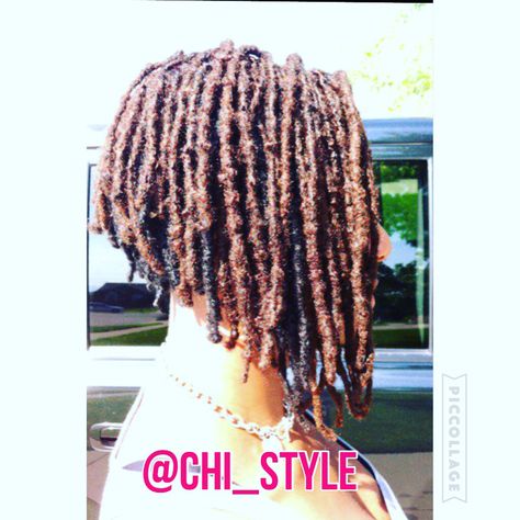 Bob hair cut on Locs and hair color Loc Bob Haircut, Layered Loc Bob, Dreadlock Bob Hairstyles, Dread Bob Hairstyle, Locs In A Bob Style, Loc Cuts For Women, Dreadlock Bobs, Bob Locs Hairstyles, Loc Progression