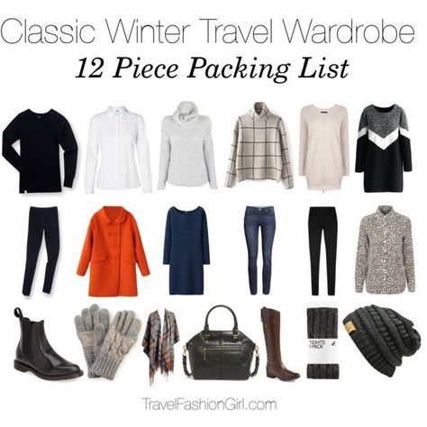 Sample 12 piece packing list and capsule wardrobe set for travel in the winter - see the full packing guide! Winter Travel Wardrobe, Cold Weather Travel, Fashion Style Summer, Wardrobe Sets, Winter Travel Outfit, Packing Guide, Travel Capsule, Winter Packing, Travel Capsule Wardrobe