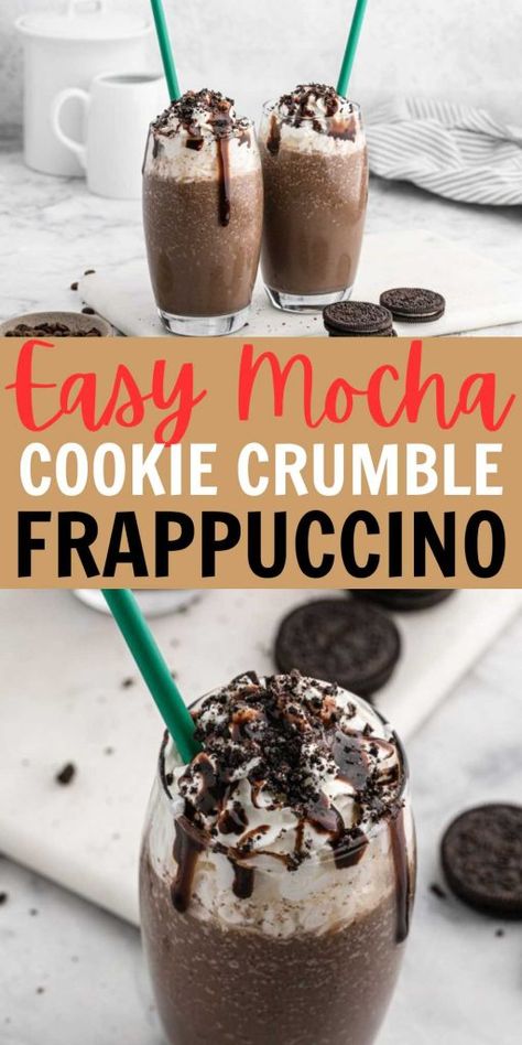 How To Make Copycat Starbucks Drinks, Diy Mocha Cookie Crumble Frappe, Homemade Mocha Cookie Crumble Frappuccino, Starbucks Cookie Crumble Frappuccino, Starbucks Mocha Cookie Crumble Recipe, Starbucks Cookie Crumble, Oreo Frappe Recipe, Mocha Cookie Crumble Frappuccino Recipe, Cookie Crumble Frappuccino Recipe