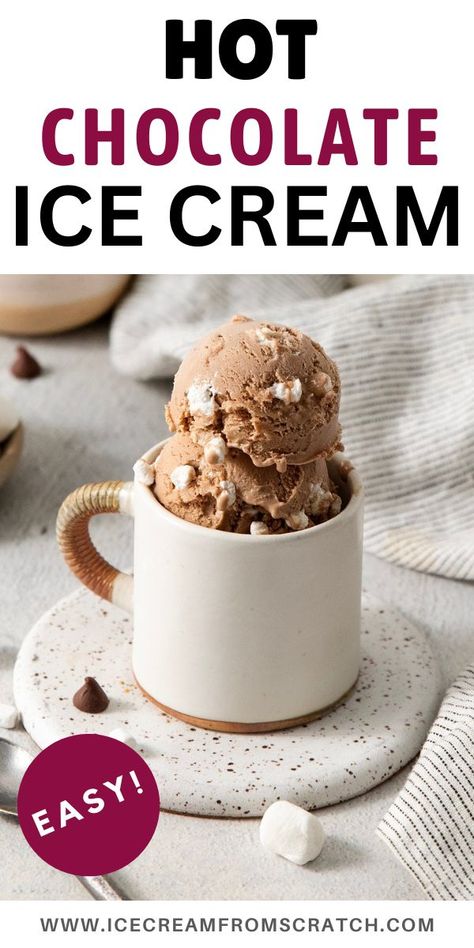 Hot Cocoa Ice Cream, Hot Chocolate Ice Cream Recipe, Disney Meals, Ice Cream From Scratch, Hot Chocolate Ice Cream, Easy Hot Chocolate, Angry Rabbit, Marshmallow Bits, Cottagecore Recipes